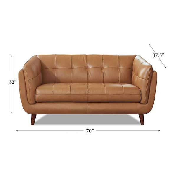 Hydeline Solana 70 in. Cinnamon Brown 100% Leather 2-Seater