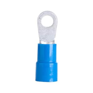 6 AWG 3/8 in. Vinyl-Insulated Ring Terminals, Blue (4-Pack)