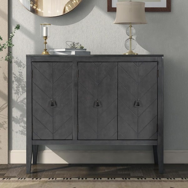 Nestfair Grey MDF 37 in. W Sideboard with Retro Metal Handles