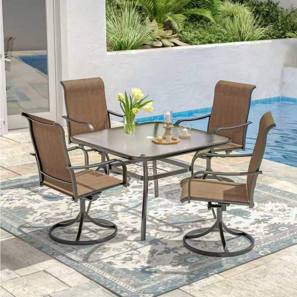 5-Piece Patio Dining Set with Square Tempered Glass Table price history on PriceWatchPro