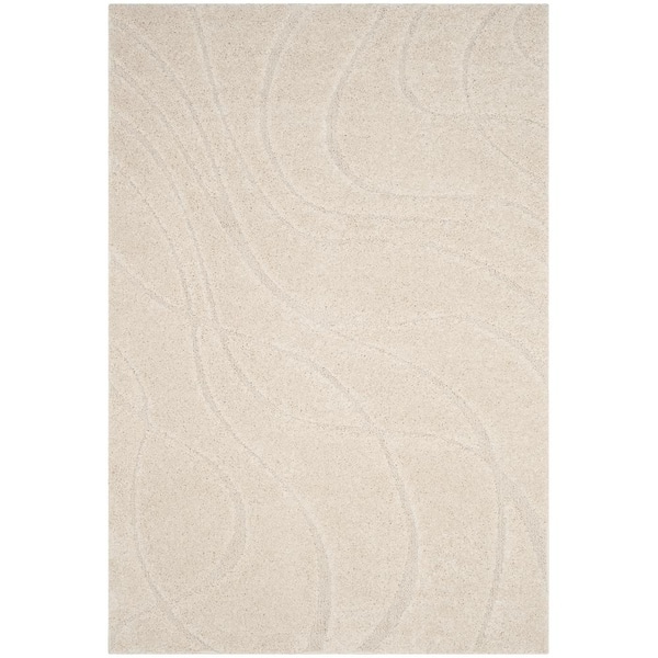 Florida Shag 6 ft. x 8 ft. Creme Solid Color Area Rug