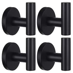 4-Pieces Wall-Mounted Stainless Steel Bathroom Robe Hook in Matte Black