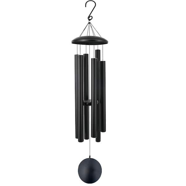 Phewnyzo 45 in. Large Wind Chimes with 6 Heavy Tubes Deep Tone Outdoor Garden Hanging Decor Black