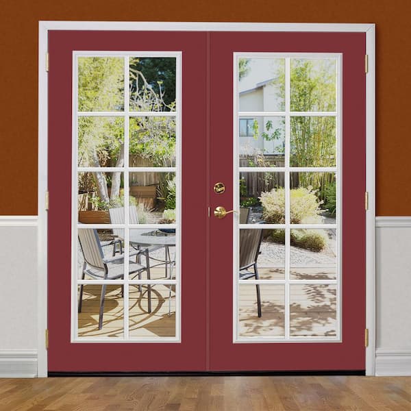 Prehung 10 Lite Primed Steel Patio Door with No Brickmold
