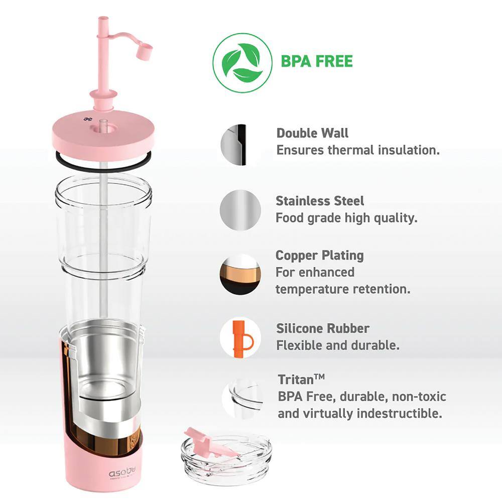 Pink Stainless Steel Travel Tumbler with Detachable Coffee Mug