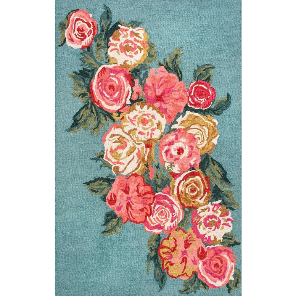 Nuloom Galla Fl Light Blue 5 Ft X, Rugs With Roses On Them