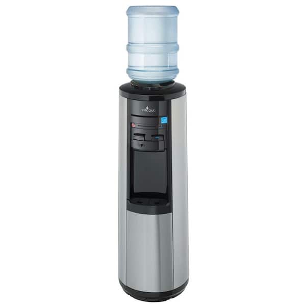 Glacier Bay 3-5 Gal. Hot/Room/Cold Temperature Top Load Water Cooler Dispenser with Kettle Feature in Stainless Steel/Black