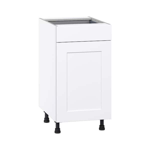 J COLLECTION Wallace Painted Warm White Shaker Assembled Base Kitchen Cabinet with a Drawer (18 in. W x 34.5 in. H x 24 in. D)