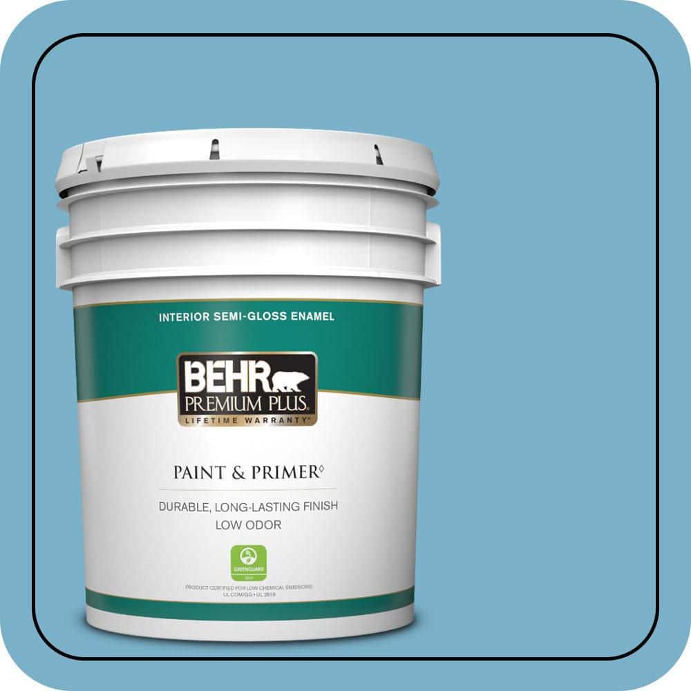 5 gal. #M490-4 Frisky Blue Semi-Gloss Enamel Low Odor Interior Paint & Primer price history on PriceWatchPro
