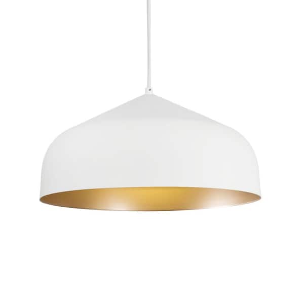 KUZCO Helena 17 in. 1 Light 38-Watt White/Gold Integrated LED Pendant Light