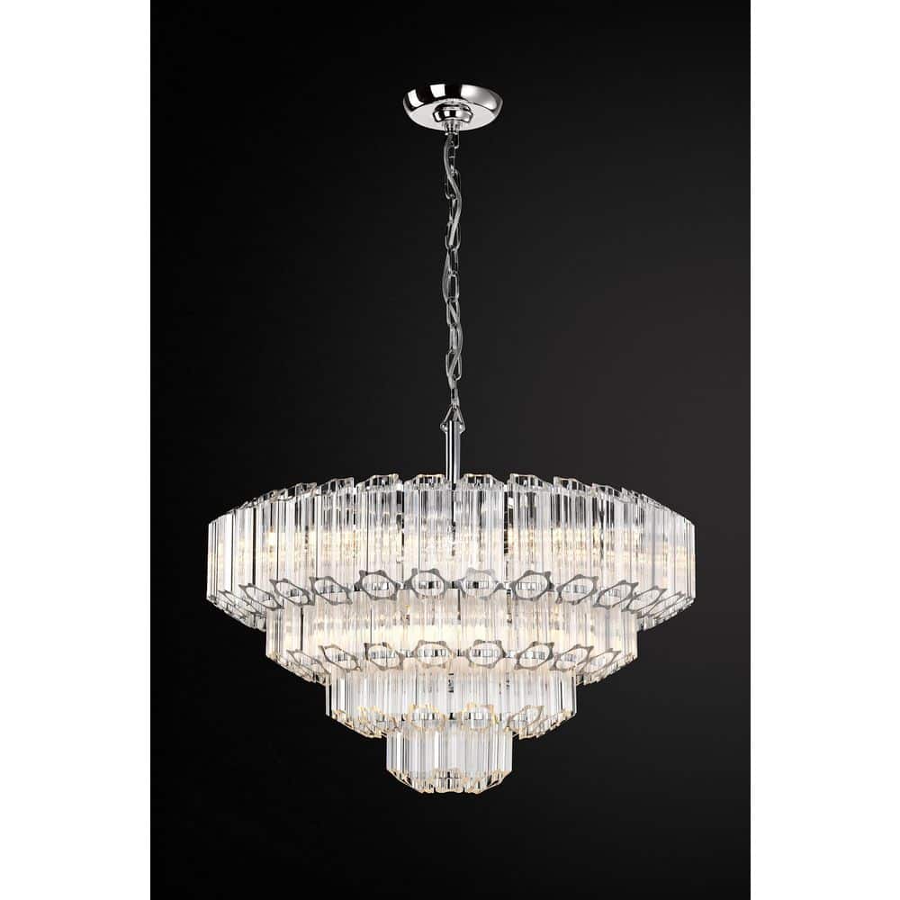 Edvivi Symphony 26 in. 9-Light Chrome Crystal Chandelier, 4-Tier
