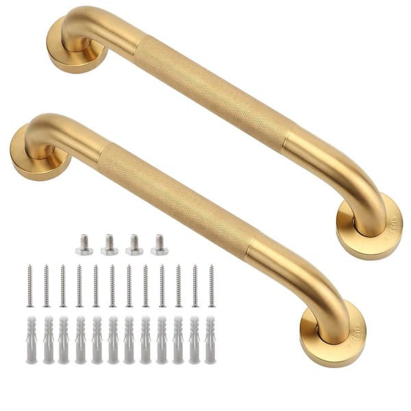 12 in. Anti-Slip Stainless Steel Shower Grab Bar in Gold Grab Bars for Bathtubs and Showers for Seniors Elderly