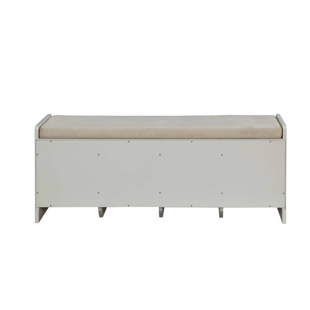 Berci White and Beige Upholstered Wooden Storage Bench