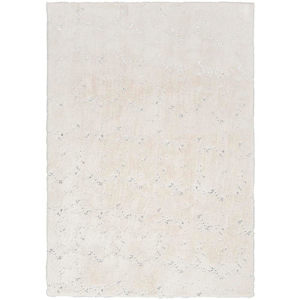 Cozy Shimmer Ivory Silver 8 ft. x 10 ft. Solid Contemporary Area Rug