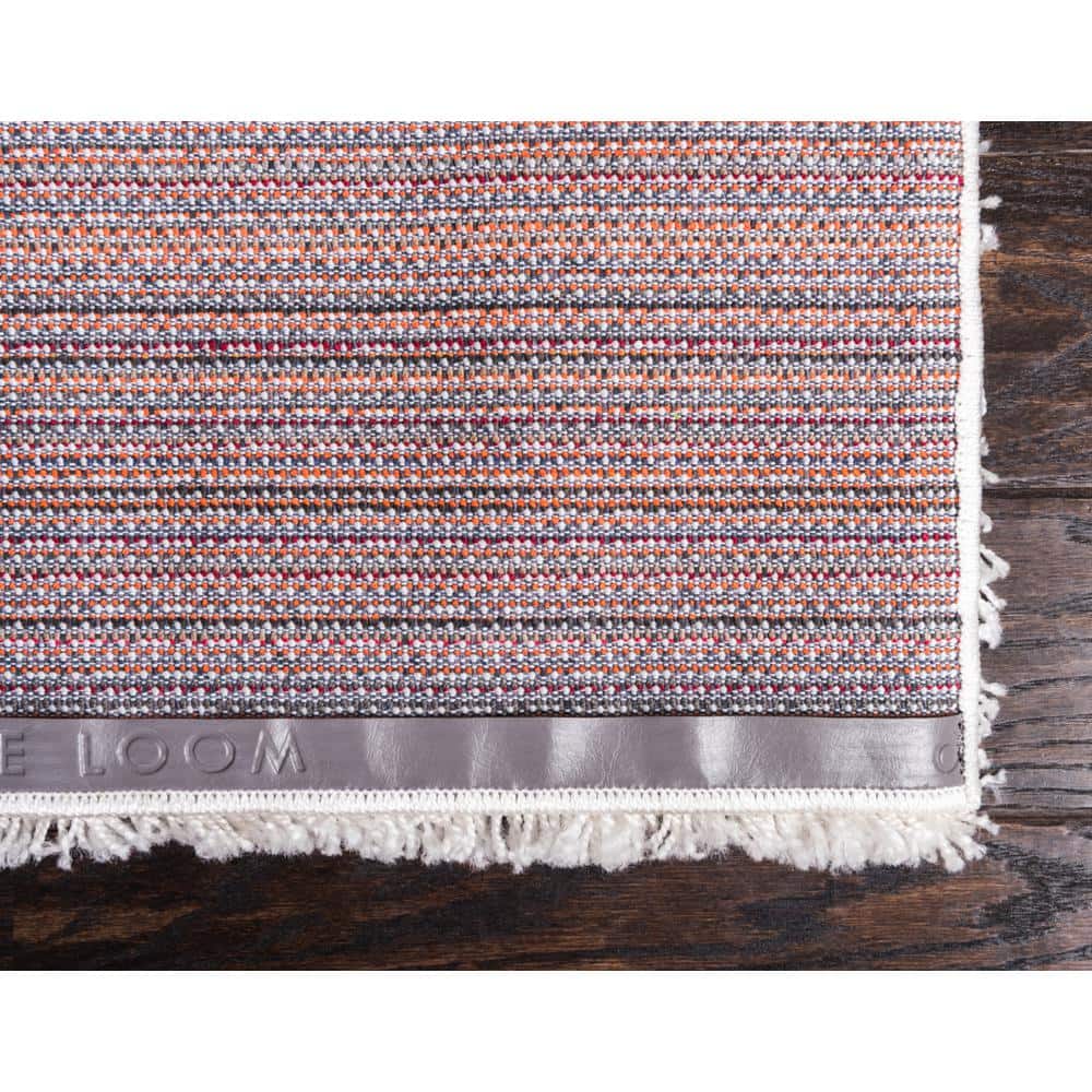 Reversible Snow White and Blue Solid Shag 4' x 6' Rug