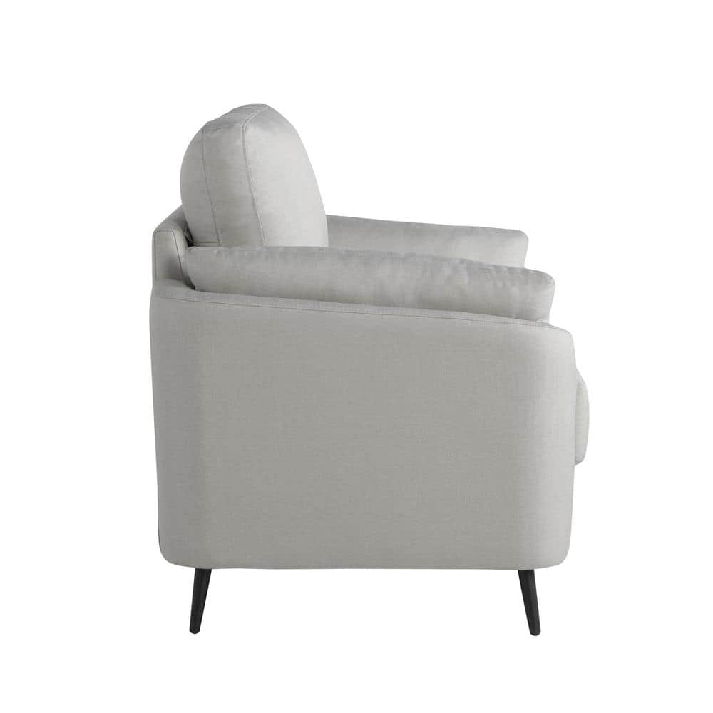 Gray Barrel Accent Chair with Wood Frame and Polyester Upholstery