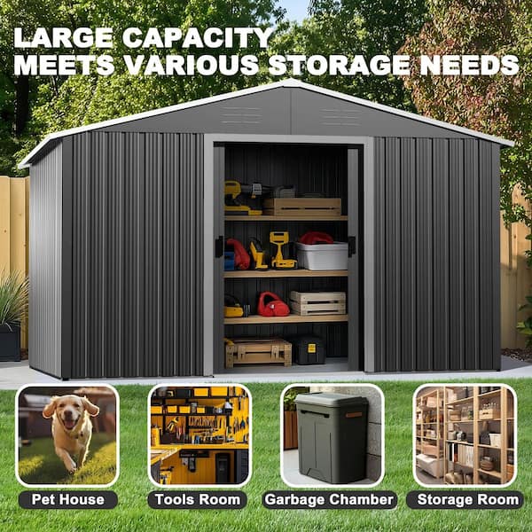 Nuu Garden 8 ft. x 10 ft. Metal Outdoor Backyard Garden Storage