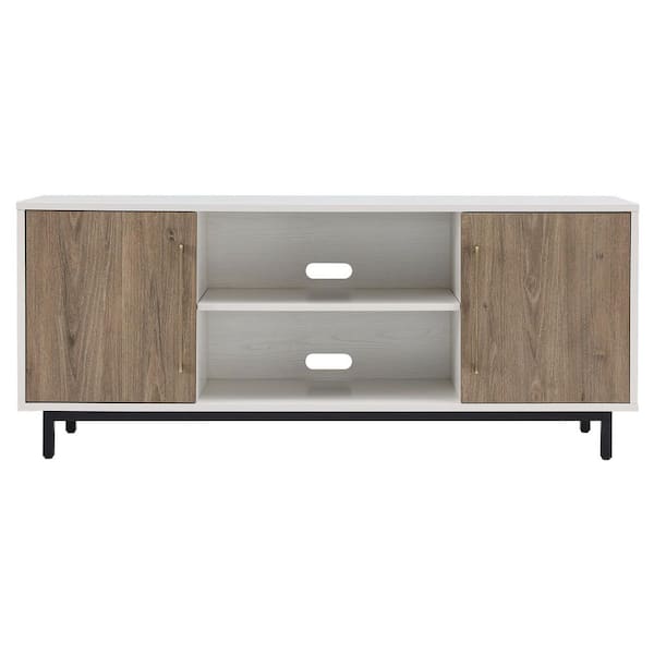 Meyer&Cross Julian 58 in. White/Antiqued Gray Oak TV Stand For TV's Up to 65 in.