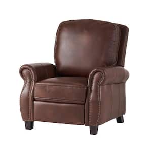 Neville 2-Tone Brown Faux Leather Standard (No Motion) Recliner with Nailhead Trim