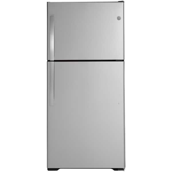 Ge 19 2 Cu Ft Top Freezer Refrigerator In Stainless Steel Energy Star Gie19jsnrss The Home Depot