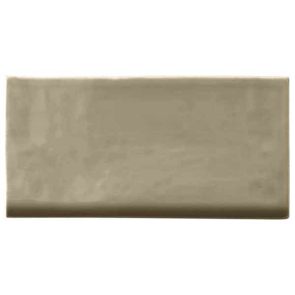 Catalina Kale 3 in. x 6 in. Polished Ceramic Wall Bullnose Tile