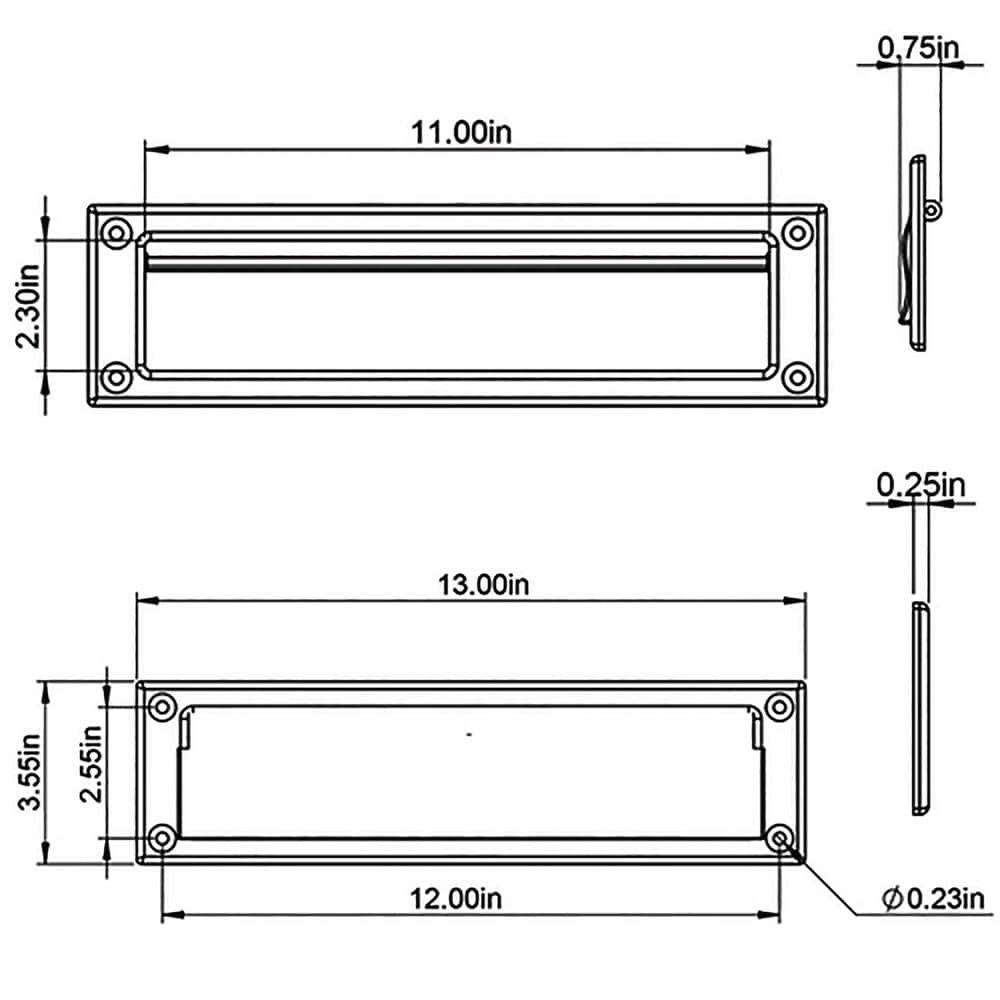 Brass Finish Steel Mail Slot with Mounting Hardware
