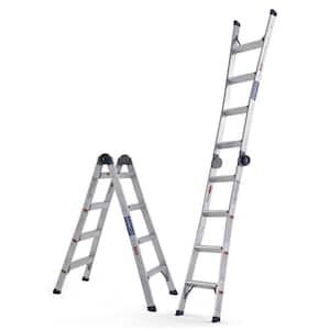 8 ft. 11 in. Aluminum Multi-Position Ladder 2-in-1 Ladder Step and Extension with 300 lbs. Capacity ANSI Type 1A