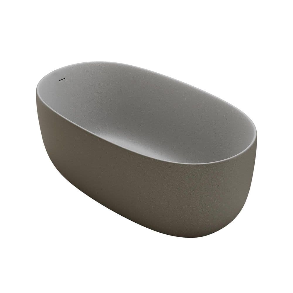 51 in. L x 25.6 in. W Freestanding Resin Stone Soaking Bathtub Solid Surface Modern Tubs with Center Drain in Dark Grey price history on PriceWatchPro