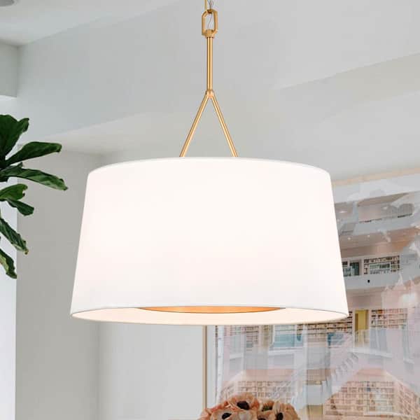 SAFAVIEH Silas 1-Light Gold Adjustable Cage Drum Hanging Pendant