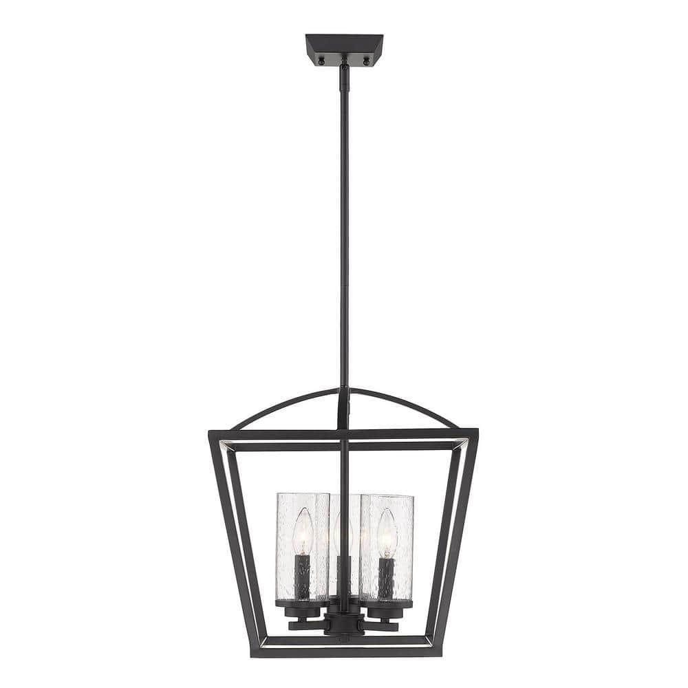 Matte Black Glass 3-Light Indoor/Outdoor Pendant