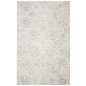 Abstract Gray/Beige 8 ft. x 10 ft. Floral Area Rug