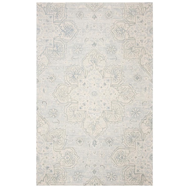 SAFAVIEH Abstract Gray/Beige 8 ft. x 10 ft. Floral Area Rug
