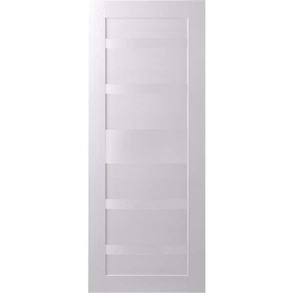 Belldinni 32 in. x 80 in. Gina Bianco Noble Finished Frosted Glass 5 Lite Solid Core Wood Composite Interior Door Slab No Bore