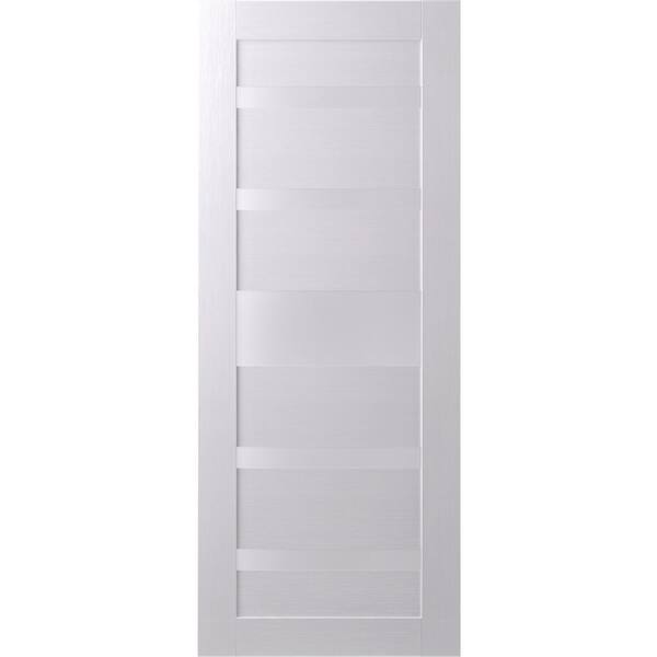 Belldinni 36 in. x 80 in. Gina Bianco Noble Finished Frosted Glass 5 Lite Solid Core Wood Composite Interior Door Slab No Bore