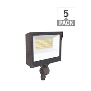 250-Watt Equivalent 5900-11200 Lumens Bronze Integrated LED Flood Light Adjustable and CCT with Photocell (5-Pack)
