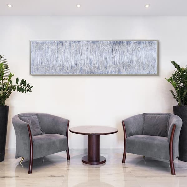 Empire Art Direct Gray Field Abstract Textured Metallic Hand Painted by Martin Edwards Framed Canvas Wall Art