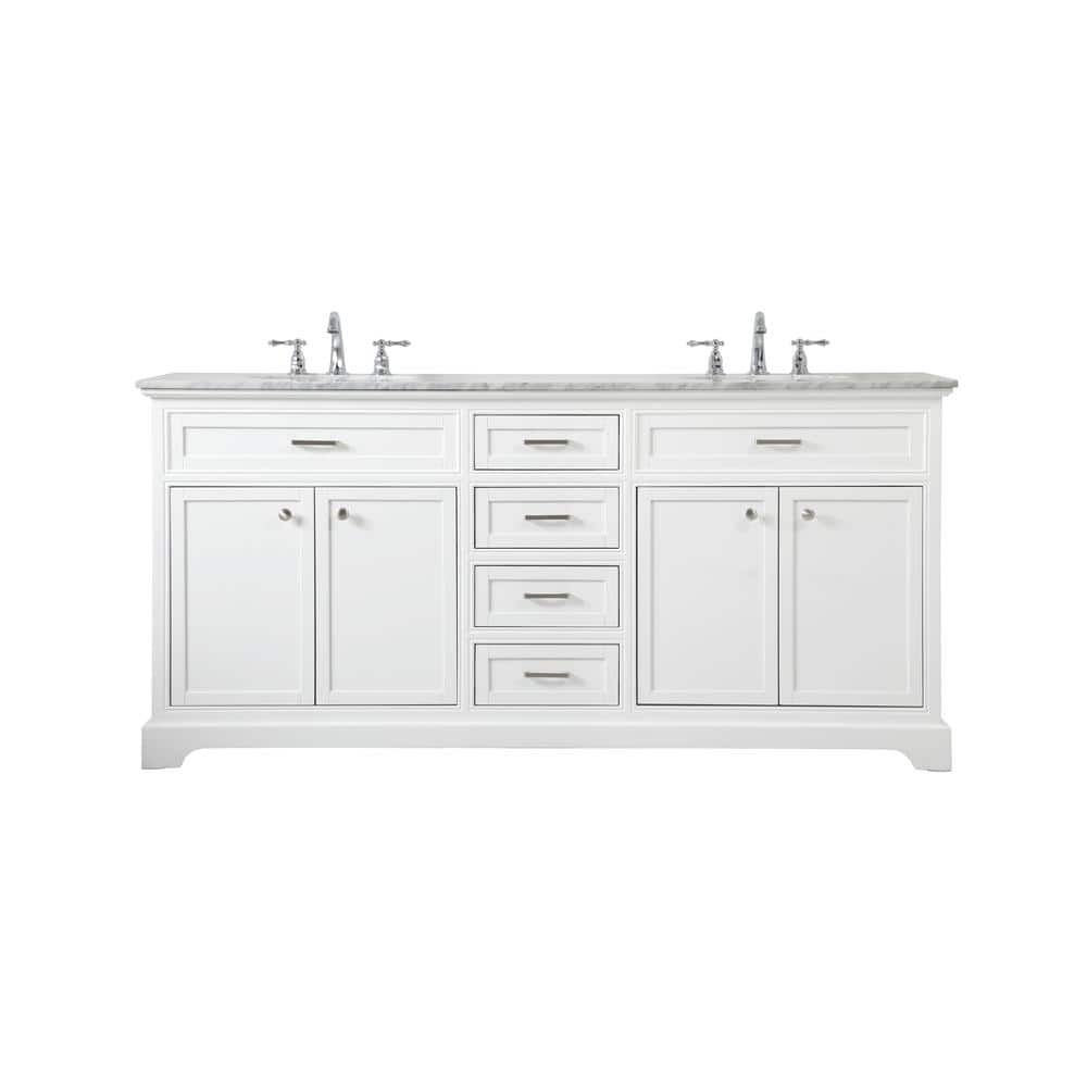 Simply Living 72 in. W x 21.5 in. D x 35 in. H Bath Vanity in White with Ca