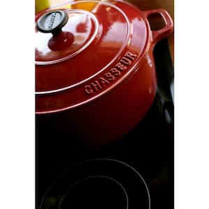French Enameled 3.25 qt. Round Cast Iron Dutch Oven in Red with Lid
