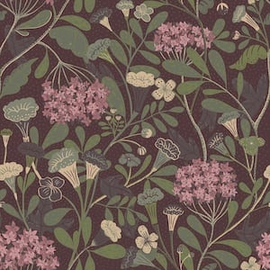 Hybbe Purple Hydrangea Garden Non Woven Paper Wallpaper Sample