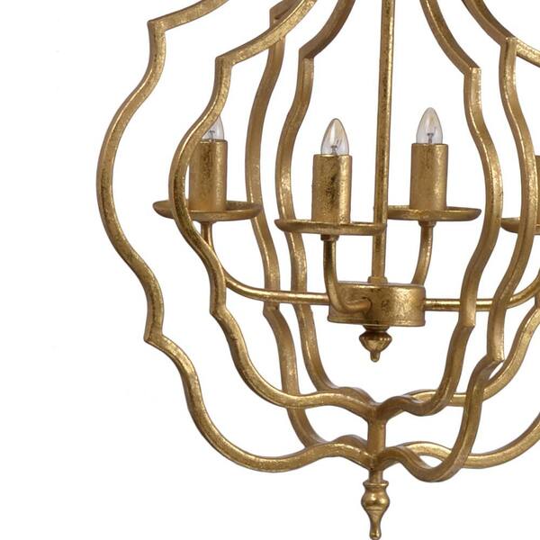 Jushua 4-Light Gold Metal Chandelier Hanging Light Fixture
