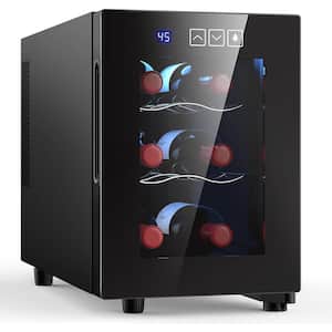 Single Zone Cellar Cooling Unit in Black 6-Bottle Freestanding Wine Fridge with 46℉-66℉ Digital Temperature Control