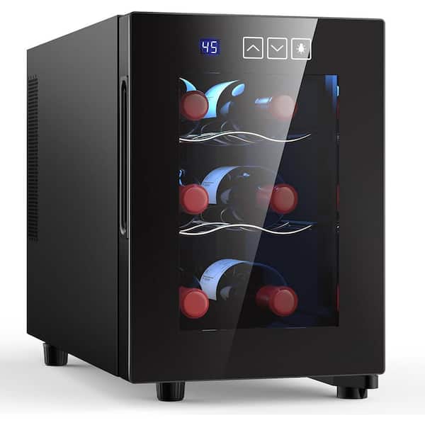 Mojgar Single Zone Cellar Cooling Unit in Black 6-Bottle Freestanding Wine Fridge with 46℉-66℉ Digital Temperature Control