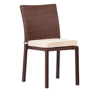 Liberty Brown Patio Dining Armchair with Off-White Cushion (4-Pack)