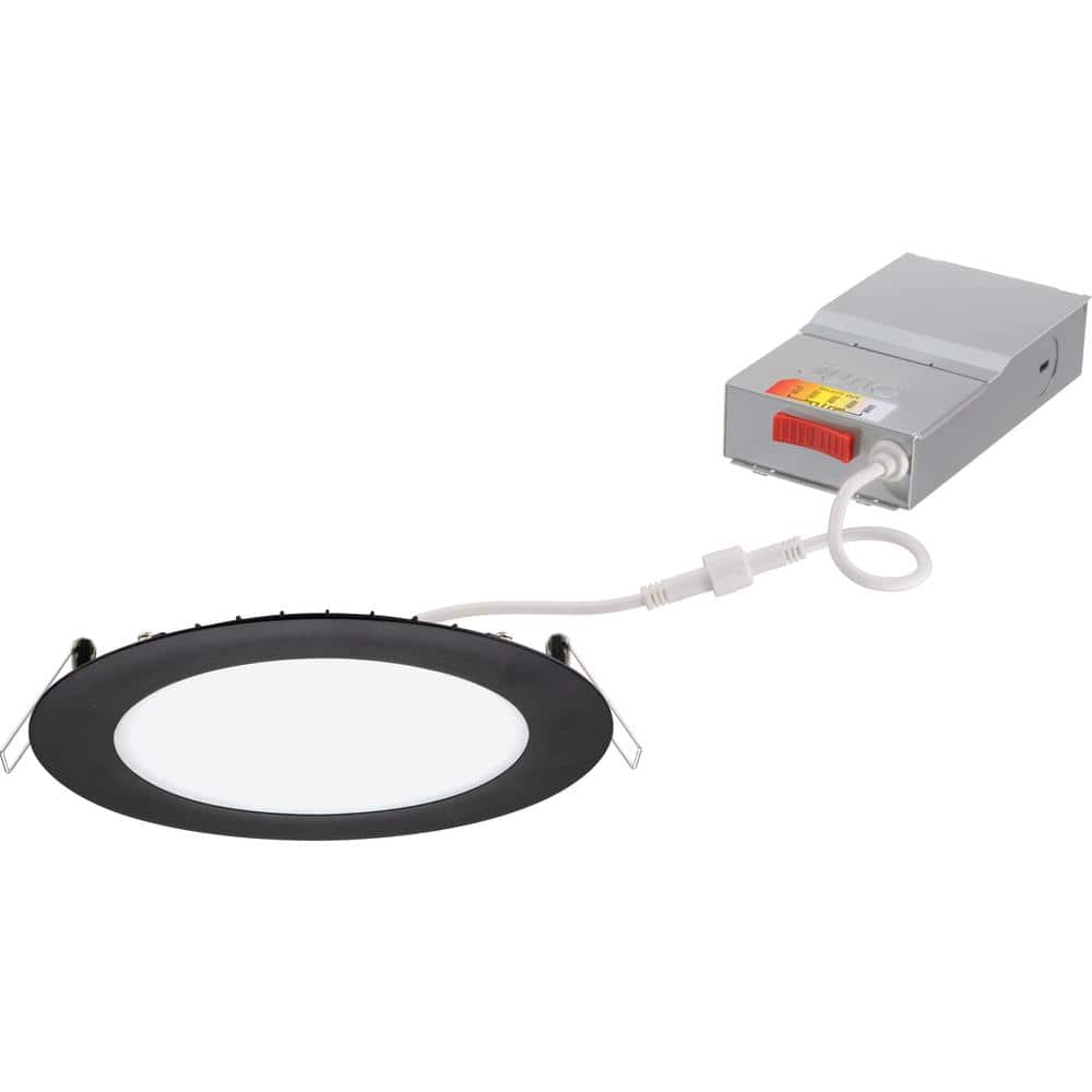 Wafer 6-Inch Matte Black LED Downlight with Switchable White Technology