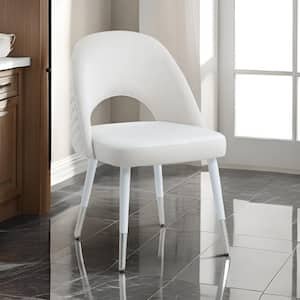 White and Silver Velvet Metal Frame Dining Chair (Set of 2)