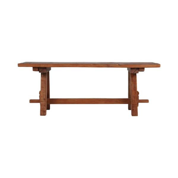 48 in. Brown Wood Accent Bench Backless with Natural Finish