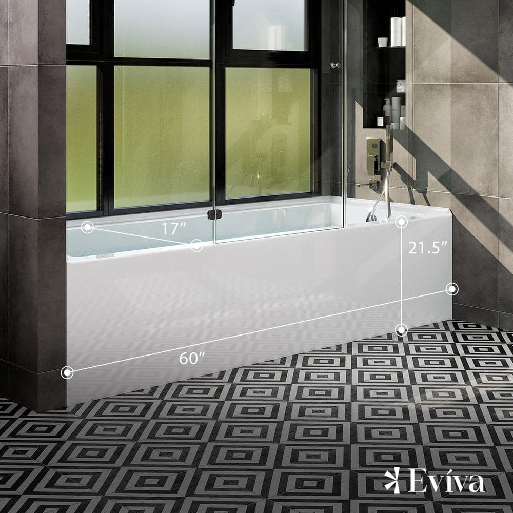 Nova 60'' White Acrylic Alcove Soaking Bathtub