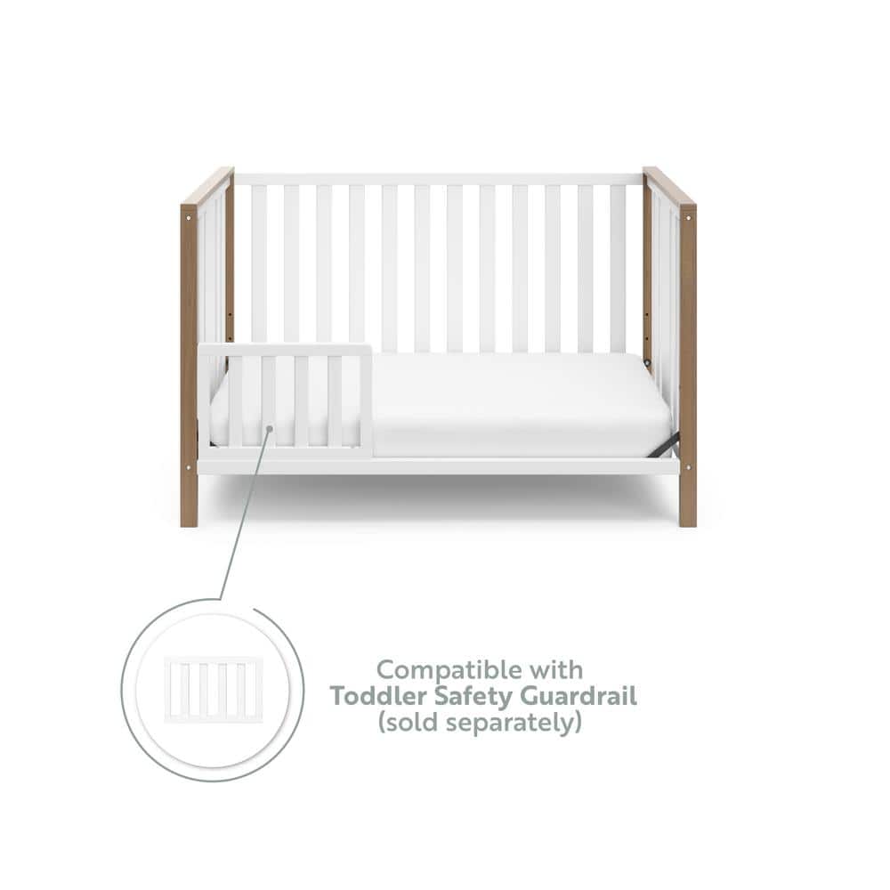 Modern Pacific White and Driftwood 4-in-1 Convertible Crib