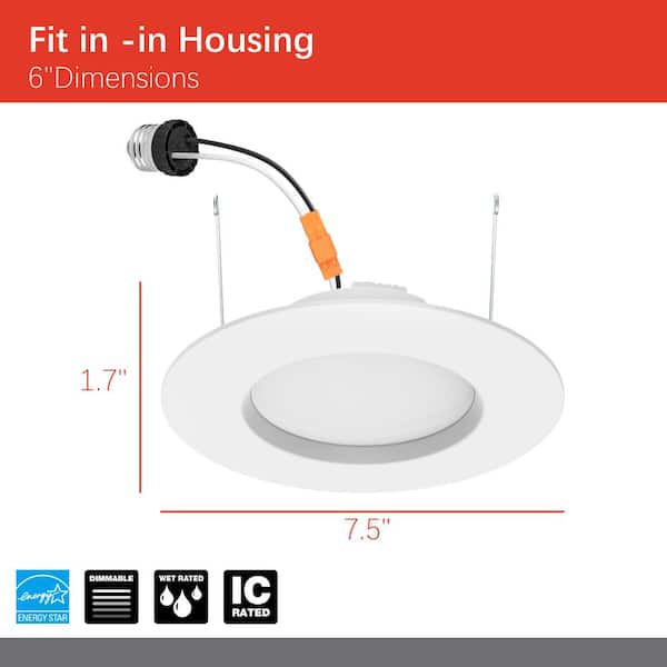 Commercial Electric - 5/6 in. Integrated LED Recessed Retrofit Light Trim with Selectable Color Temperature CEC-T20, (4-Pack)