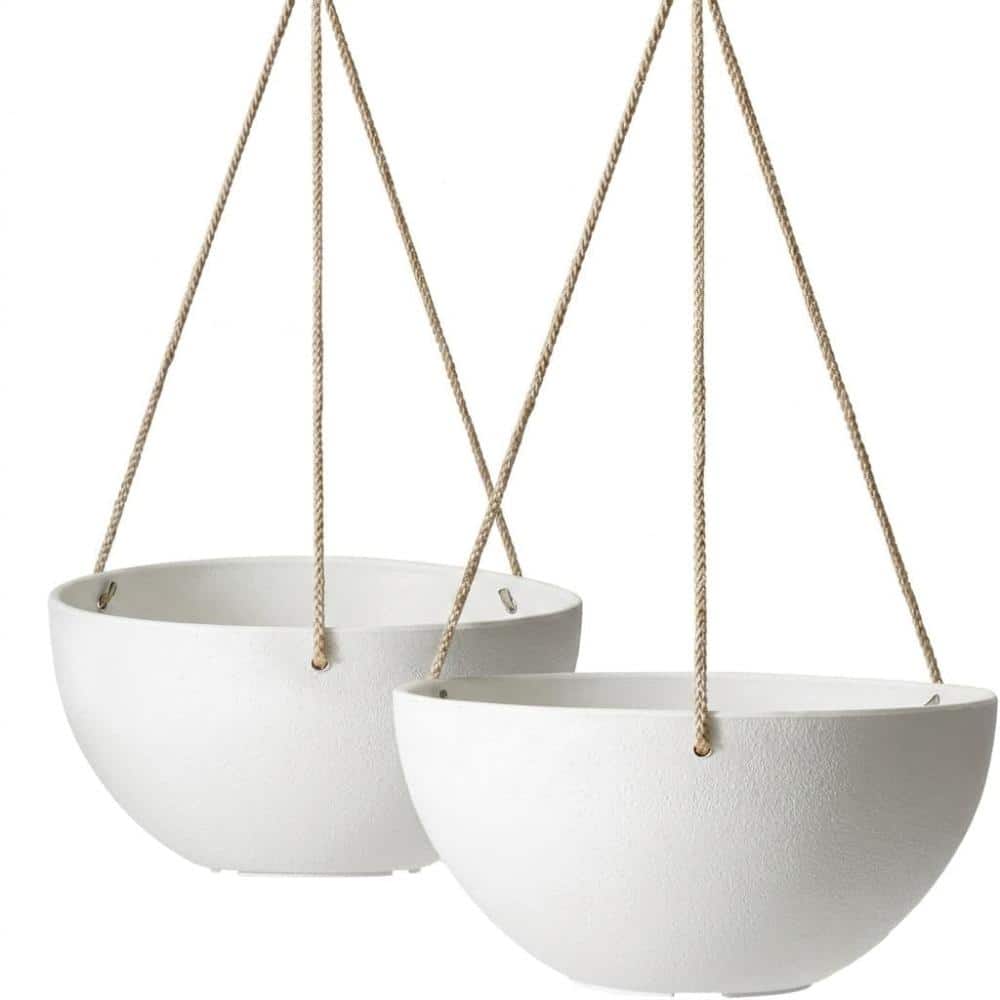 "2 Pack White 9.84"" Indoor Outdoor Hanging Planter Pots" price history on PriceWatchPro